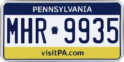 PA license plate MHR9935
