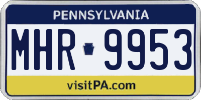 PA license plate MHR9953