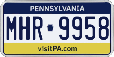 PA license plate MHR9958