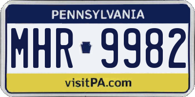 PA license plate MHR9982