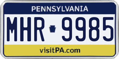 PA license plate MHR9985