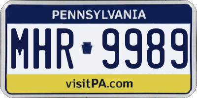 PA license plate MHR9989
