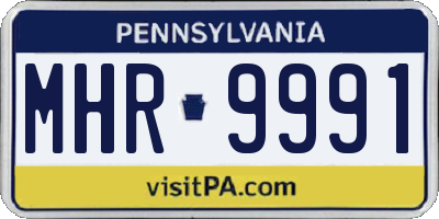 PA license plate MHR9991