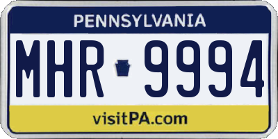 PA license plate MHR9994