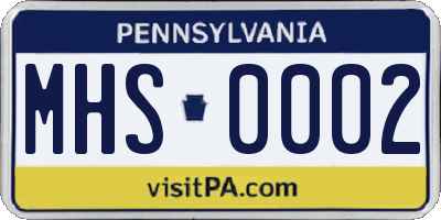 PA license plate MHS0002