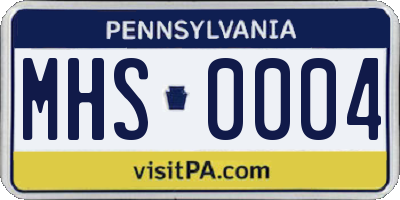 PA license plate MHS0004