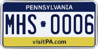 PA license plate MHS0006