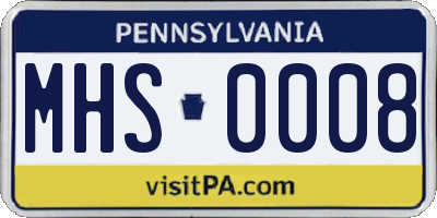 PA license plate MHS0008