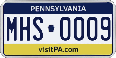 PA license plate MHS0009