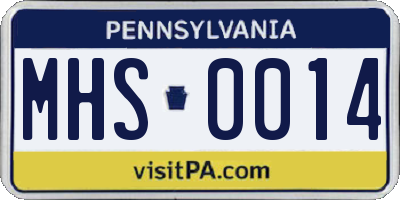 PA license plate MHS0014