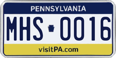 PA license plate MHS0016