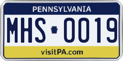 PA license plate MHS0019