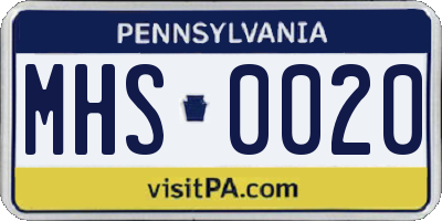 PA license plate MHS0020