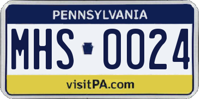 PA license plate MHS0024