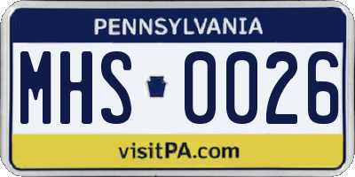PA license plate MHS0026