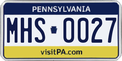 PA license plate MHS0027
