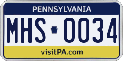 PA license plate MHS0034