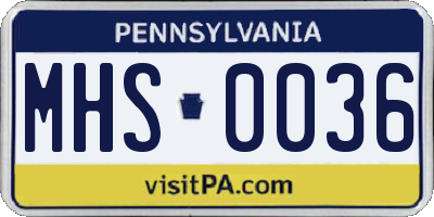 PA license plate MHS0036