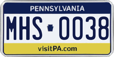 PA license plate MHS0038