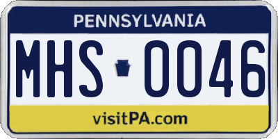 PA license plate MHS0046