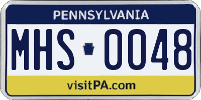 PA license plate MHS0048