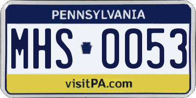 PA license plate MHS0053
