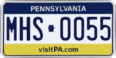 PA license plate MHS0055