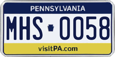 PA license plate MHS0058