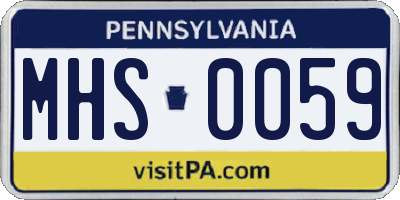 PA license plate MHS0059