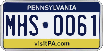 PA license plate MHS0061