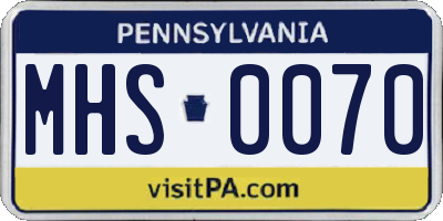 PA license plate MHS0070
