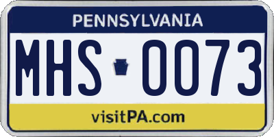 PA license plate MHS0073