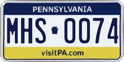 PA license plate MHS0074