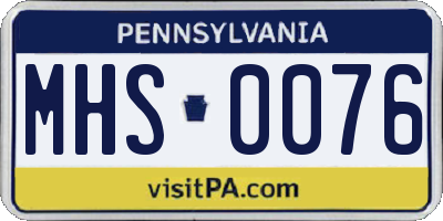 PA license plate MHS0076