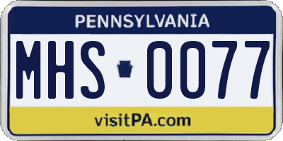 PA license plate MHS0077
