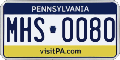 PA license plate MHS0080