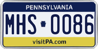 PA license plate MHS0086