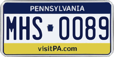 PA license plate MHS0089