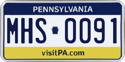 PA license plate MHS0091