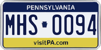 PA license plate MHS0094