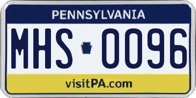 PA license plate MHS0096