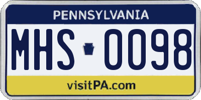 PA license plate MHS0098