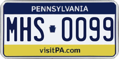 PA license plate MHS0099
