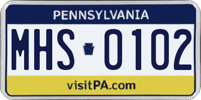 PA license plate MHS0102