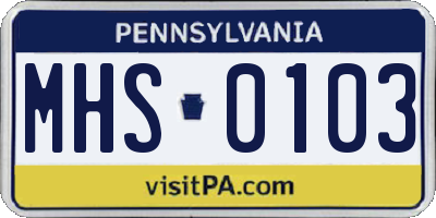 PA license plate MHS0103