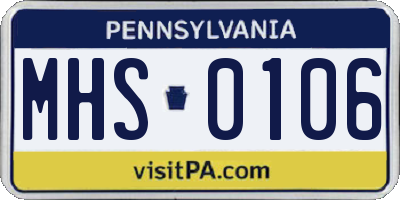 PA license plate MHS0106