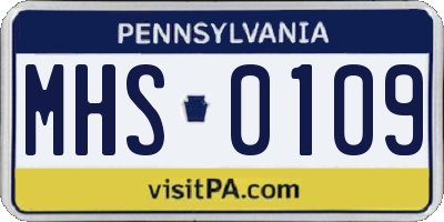 PA license plate MHS0109