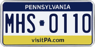 PA license plate MHS0110