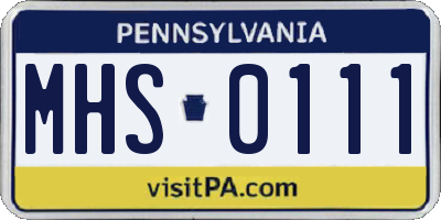 PA license plate MHS0111