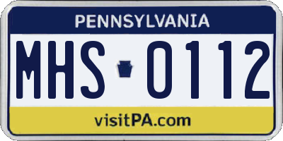 PA license plate MHS0112